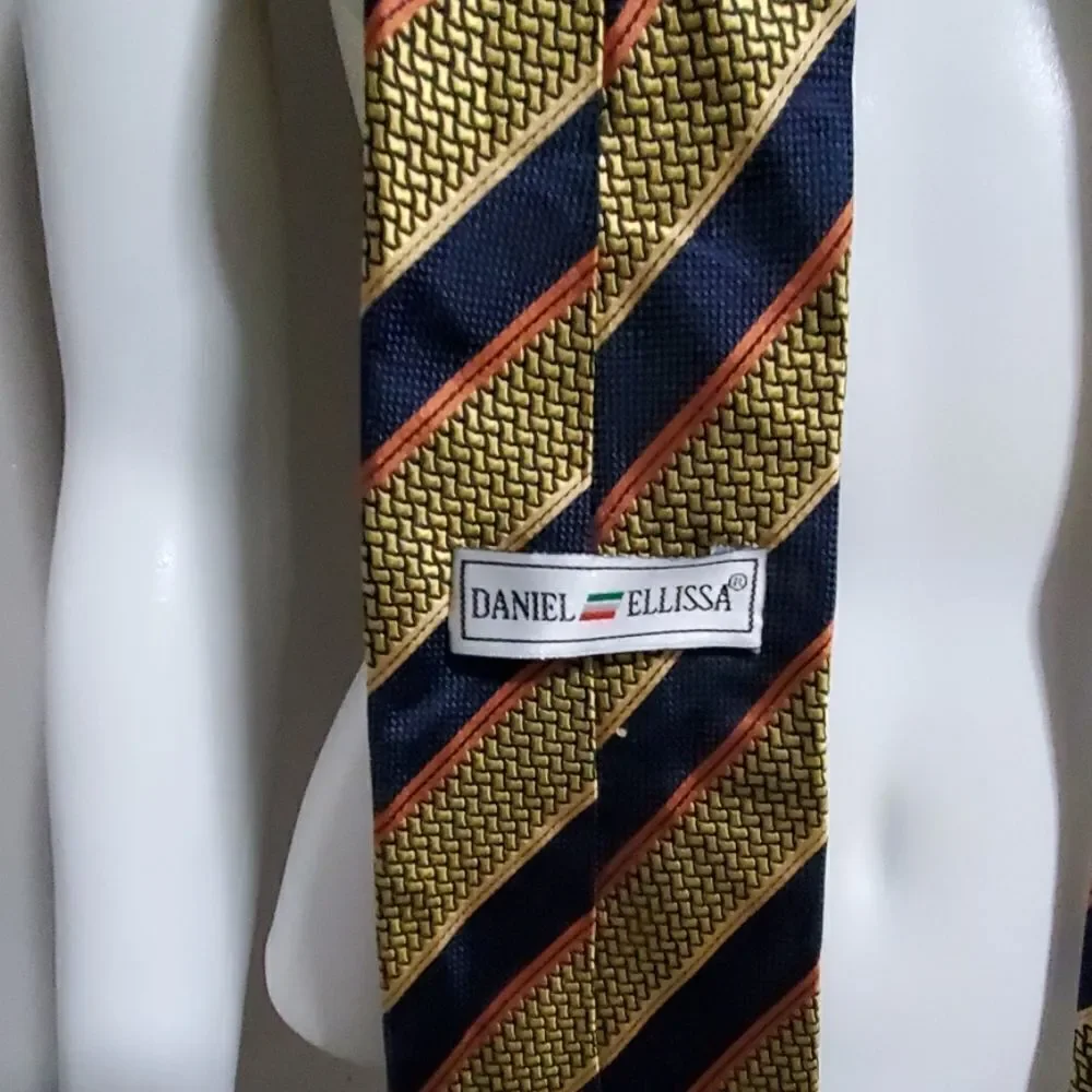 Daniel Ellissa Blue & Yellow Striped Silk Tie